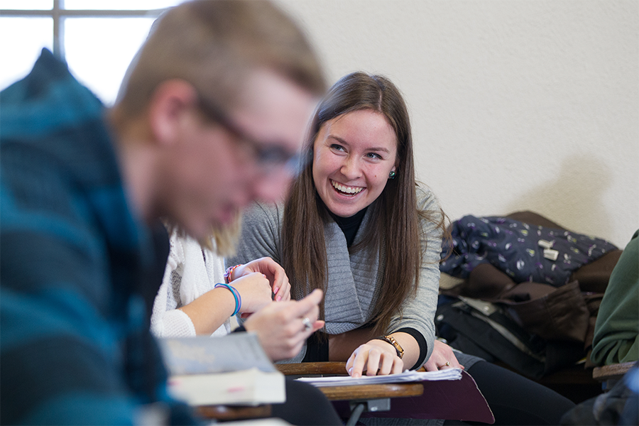 Students laughing.